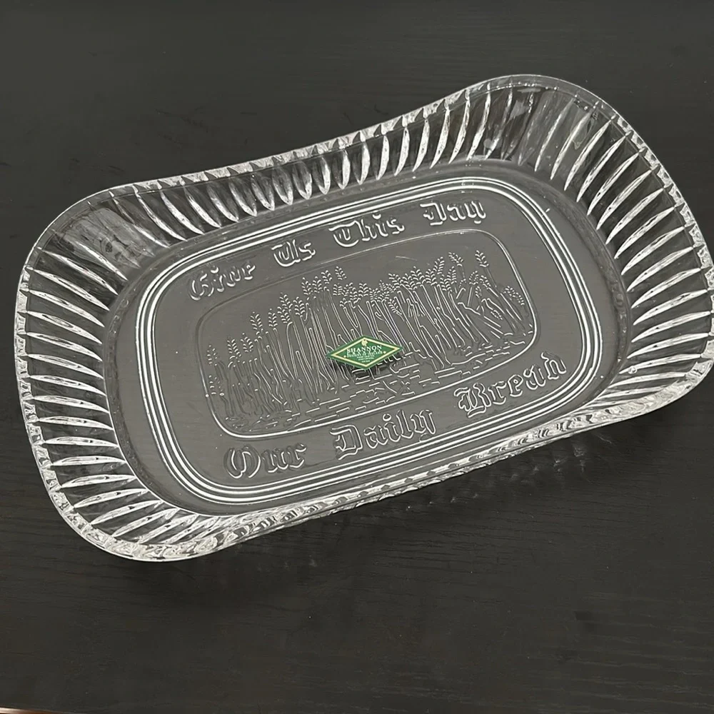 Shannon Crystal Ireland Handcrafted Lead Crystal Give Us This Day Bread Tray
